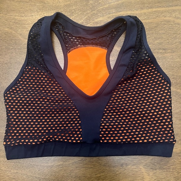 Women Cross back Sports Bra Size Small Orange Black D’Moniky (0383) - Picture 2 of 8